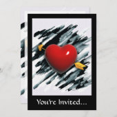 Rotes Herz mit Aquarellmalerei Einladung (Vorne/Hinten)