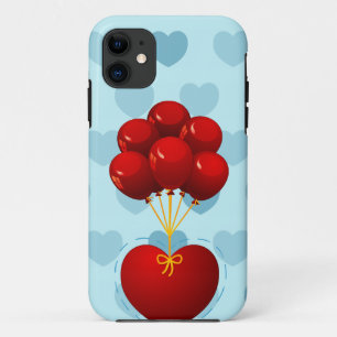 Rotes Herz mit Ballons Case-Mate iPhone Hülle