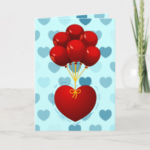 Rotes Herz mit Ballons, Grußkarte Karte