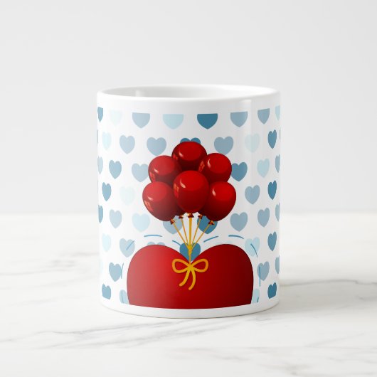 Rotes Herz mit Ballons, Jumbo-Tasse (Vorderseite)