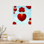 Rotes Herz mit Ballons, Plakat (Küche)