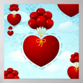 Rotes Herz mit Ballons, Plakat (Vorne)