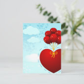 Rotes Herz mit Ballons, Postkarte (Stehend Vorderseite)