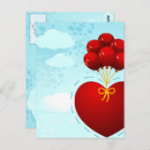 Rotes Herz mit Ballons, Postkarte (Vorne/Hinten)