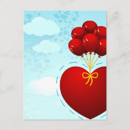 Rotes Herz mit Ballons, Postkarte