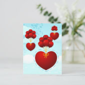 Rotes Herz mit Ballons, Postkarte (Stehend Vorderseite)