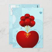 Rotes Herz mit Ballons, Postkarte (Vorne/Hinten)