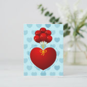 Rotes Herz mit Ballons, Postkarte (Stehend Vorderseite)