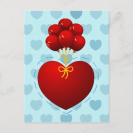 Rotes Herz mit Ballons, Postkarte