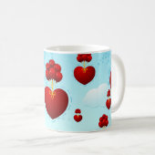Rotes Herz mit Ballons, Tasse (VorderseiteRechts)