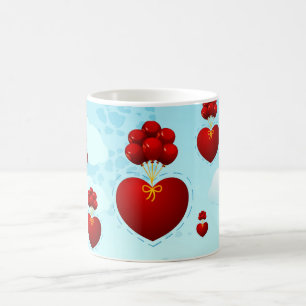 Rotes Herz mit Ballons, Tasse