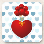 Rotes Herz mit Ballons, Untersetzer (Vorderseite)