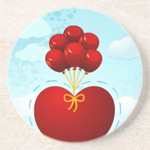 Rotes Herz mit Ballons, Untersetzer