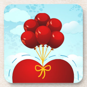 Rotes Herz mit Ballons, Untersetzer