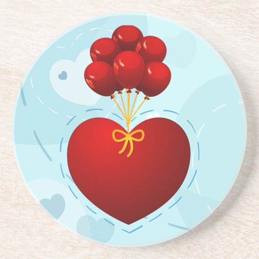 Rotes Herz mit Ballons, Untersetzer (Vorne)