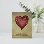 Rotes Herz mit bearbeitbaren Rose Postkarte (Stehend Vorderseite)
