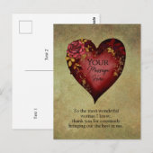 Rotes Herz mit bearbeitbaren Rose Postkarte (Vorne/Hinten)