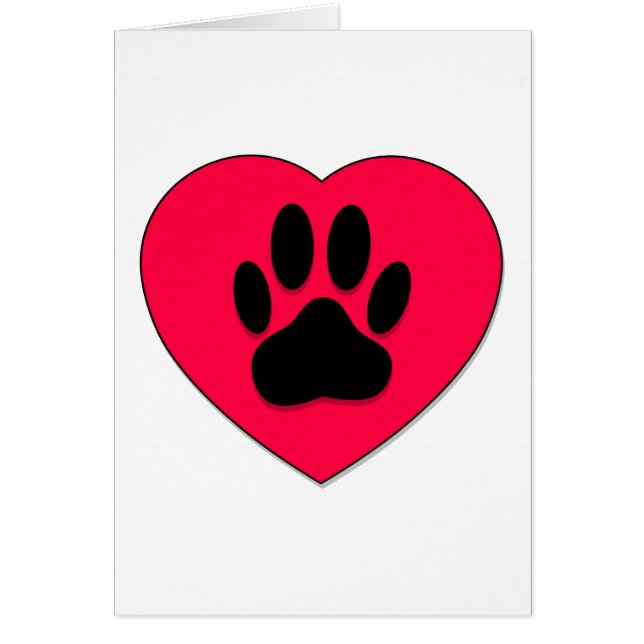 Rotes Herz mit Dog Paw Print (Vorne)
