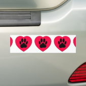Rotes Herz mit Dog Paw Print Autoaufkleber (Auf Auto)