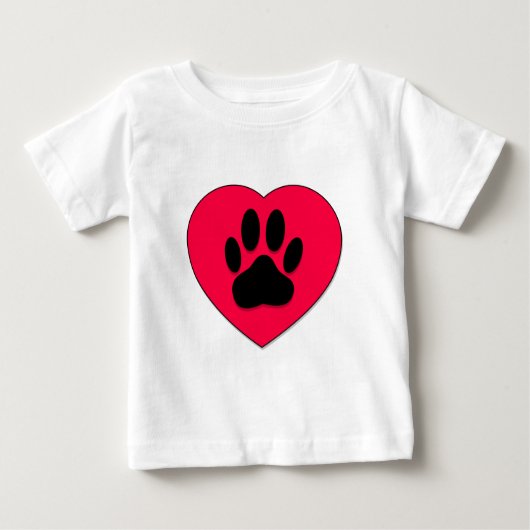 Rotes Herz mit Dog Paw Print Baby T-shirt (Vorderseite)