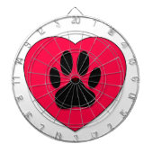 Rotes Herz mit Dog Paw Print Dartscheibe (vorne)