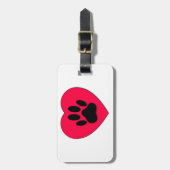 Rotes Herz mit Dog Paw Print Gepäckanhänger (Vorderseite vertikal)