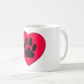 Rotes Herz mit Dog Paw Print Kaffeetasse (VorderseiteRechts)