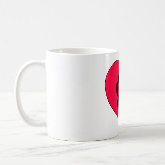 Rotes Herz mit Dog Paw Print Kaffeetasse (Links)