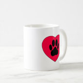 Rotes Herz mit Dog Paw Print Kaffeetasse (VorderseiteRechts)