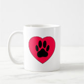 Rotes Herz mit Dog Paw Print Kaffeetasse (Links)