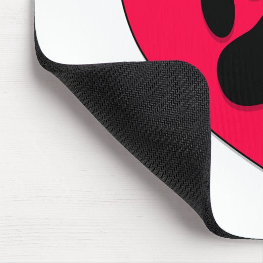 Rotes Herz mit Dog Paw Print Mousepad (Ecke)