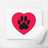 Rotes Herz mit Dog Paw Print Mousepad (Mit Mouse)