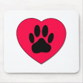 Rotes Herz mit Dog Paw Print Mousepad (Vorne)
