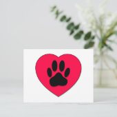 Rotes Herz mit Dog Paw Print Postkarte (Stehend Vorderseite)