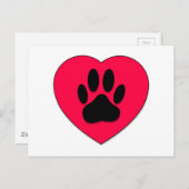 Rotes Herz mit Dog Paw Print Postkarte (Vorne/Hinten)