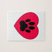 Rotes Herz mit Dog Paw Print Puzzle (Horizontal)
