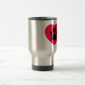 Rotes Herz mit Dog Paw Print Reisebecher (Mittel)