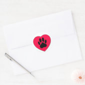 Rotes Herz mit Dog Paw Print Runder Aufkleber (Umschlag)