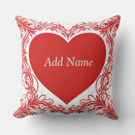Rotes Herz mit floralen Dekorationsrahmen Kissen