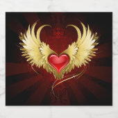 Rotes Herz mit goldenen Flügeln Alkoholflaschenetikett (Einzelnes Label)