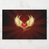 Rotes Herz mit goldenen Flügeln Alkoholflaschenetikett (Einzelnes Label)