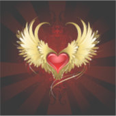 Rotes Herz mit goldenen Flügeln Aufkleber (Vorderseite)