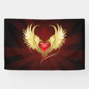 Rotes Herz mit goldenen Flügeln Banner