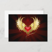 Rotes Herz mit goldenen Flügeln Begleitkarte (Vorne/Hinten)