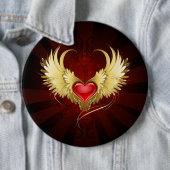 Rotes Herz mit goldenen Flügeln Button (Beispiel)