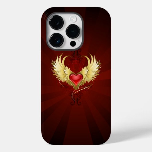 Rotes Herz mit goldenen Flügeln Case-Mate iPhone Hülle (Rückseite)