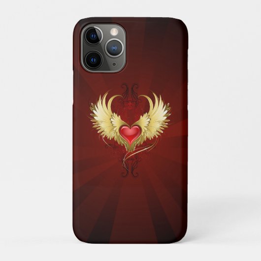 Rotes Herz mit goldenen Flügeln Case-Mate iPhone Hülle (Rückseite)