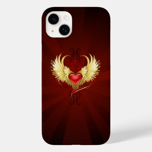 Rotes Herz mit goldenen Flügeln Case-Mate iPhone Hülle (Rückseite)