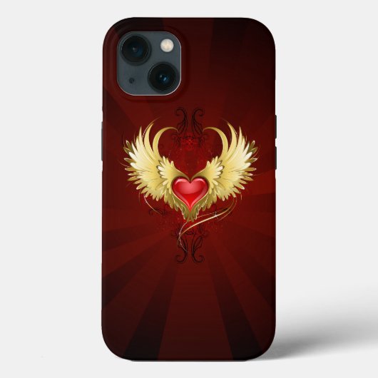 Rotes Herz mit goldenen Flügeln Case-Mate iPhone Hülle (Rückseite)