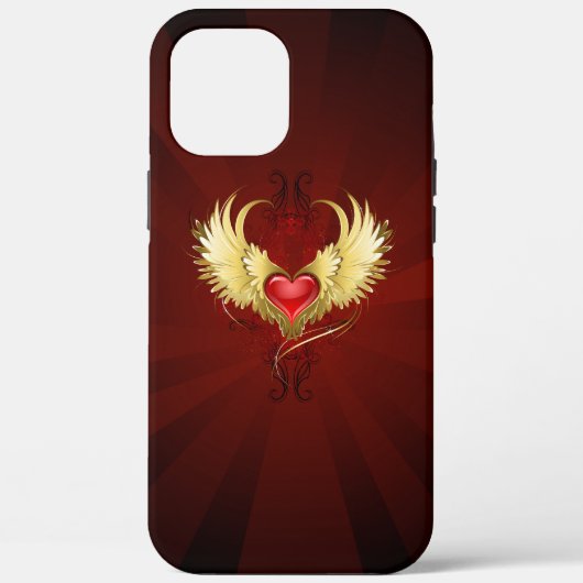 Rotes Herz mit goldenen Flügeln Case-Mate iPhone Hülle (Rückseite)
